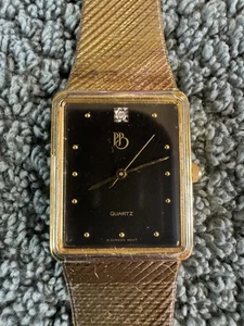 Vintage Mens Paul Breguette Watch Black Dial New Battery - Picture 1 of 4