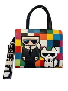 Karl Lagerfeld Paris Maybelle Satchel Crossbody Bag Coin Purse Checked NWT $198 - Picture 1 of 7