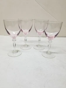 4 VTG CELEBRITY CEC3 PINK 24% LEAD CRYSTAL WINE GOBLETS 5 7/8"  - Picture 1 of 4