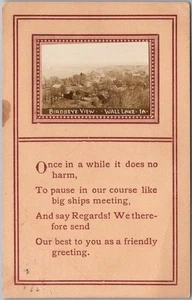 WALL LAKE, Iowa Postcard Poem / Add-On Real Photo "BIRD'S-EYE VIEW" 1916 Cancel - Picture 1 of 2