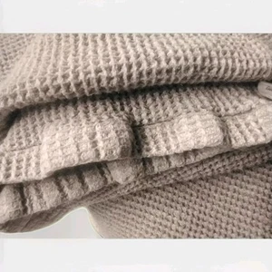 2-Imported Waffle Bath Towel Set 30"x56" Sage Green/Taupe  - Picture 1 of 8