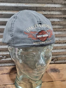 Y2K Harley Davidson Motorcycles Backwards M Flat Cap Newsboy Emboidered Flames - Bild 1 von 13