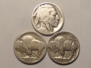 1920-P 1923-S 1930-S "MINT-MADE" LAMINATION ERROR BUFFALO NICKEL 3 PC SUPER SET! - Picture 1 of 7