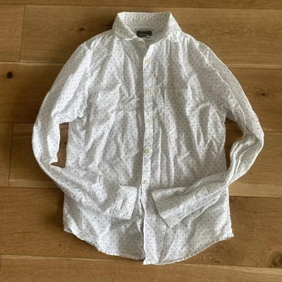 Camicia bianca con colletto e piccoli pois neri Linea 55% lino 45% cotone S - Immagine 1 di 4