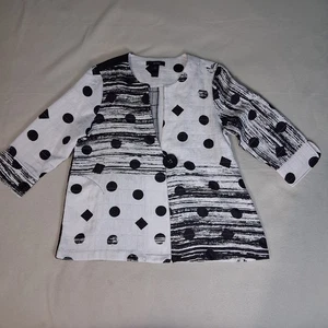 Ali Miles Jacket Black White Wearable Art Wear Topper Polka-dot Diamond Womens L - Picture 1 of 10