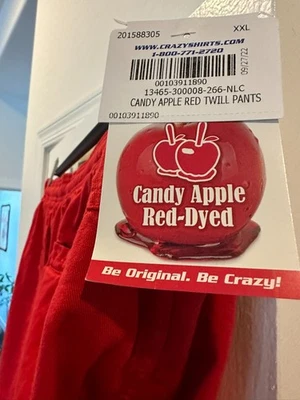 Сумасшедшие рубашки Гавайи мужчин конфеты яблоко красный окрашенный саржи брюки, красный, размер XXL новый с Ярлыками - Изображение 1 из 4