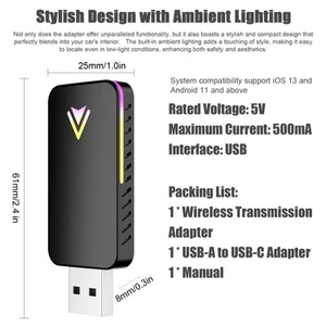 Wireless Transmission Adapter Dongle 2-In-1 Car Wired-Wireless Transmission CL - Photo 1/12