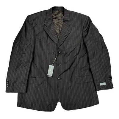 Michael Kors Para Hombres Calce Clásico Mezcla de Lana Rayas Traje Chaqueta Marrón Azul 46R Foto 1 de 4