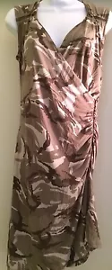 MICHAEL KORS Asymmetric Green Abstract Camo Print Dress Sz 8P - Picture 1 of 1