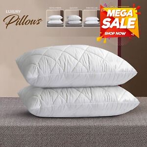 Large Soft Pack Of 2 Pillows Bounce Back Memory Foam Firm Deluxe Striped Pillows