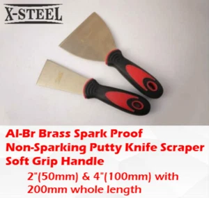 Al-Br Brass Spark Proof Non-Sparking Putty Knife Scraper Soft Grip Handle - Picture 1 of 4