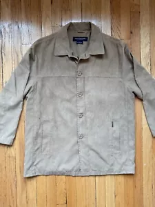 Mens Suede Button Down Jacket Tan - Impermeable by weatherproof - Large L - Picture 1 of 20