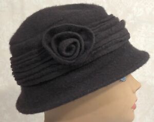 Womens 100% Wool Bowed Bucket Fashion Cap Hat