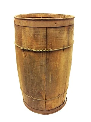 Antique Old Wood Wooden Metal Wire Ring Nails Keg Barrel Container Farm Decor - Image 1 of 4