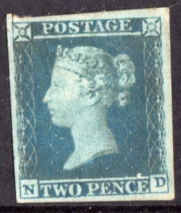 GB QV 1841 2d Blue, ND Mint MNG, SG 14 4 GOOD MARGINS - Picture 1 of 2