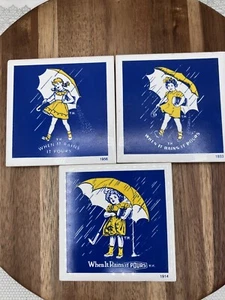 Vtg Morton Salt Decrotive Tiles Years 1914 1933 1956 Coaster Tiles 3pc - Picture 1 of 6
