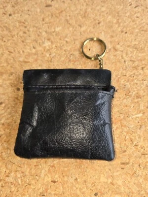 Couro sintético vintage?  Bolsa de moedas masculina feminina aberta apertada - Imagem 1 de 4