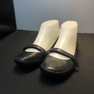 LN US6M KENNETH COLE REACTION MOCC ME BLACK LEA. MARY JANE BALLET FLATS SHOES - Picture 1 of 12