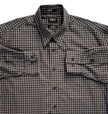 Haggar Shirt Mens XL Black Check No Iron Travel Dress Career Corpcore - Image 1 of 4