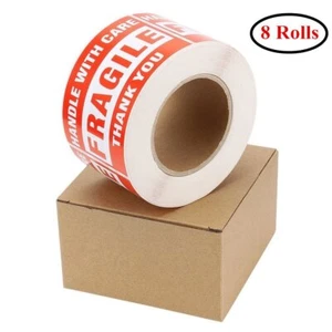 8 Rolls 3x5 Fragile Sticker Handle with Care Shipping Packing Label 500/Roll Red - Picture 1 of 6