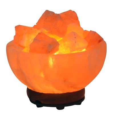 Tazón de lámpara de sal del Himalaya con trozos de sal, lámpara de sal, luz nocturna, 6" de diámetro Foto 1 de 4