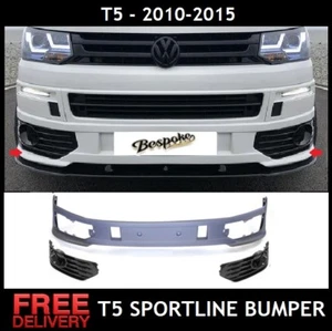 VW SPORTLINE STYLE FRONT BUMPER SPOILER LIP FOR VW T5 T5.1 TRANSPORTER 2010-15 - Picture 1 of 13