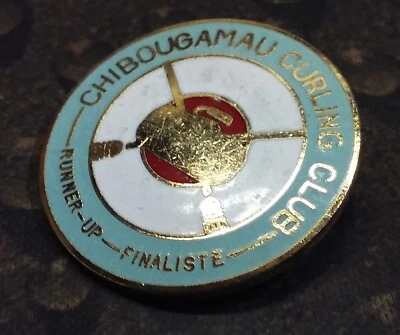 Chibougamau Curling Club vintage pin badge Runner Up Finaliste  - image 1 of 3