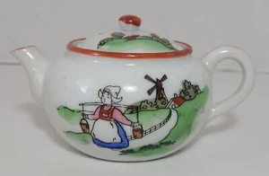 Vintage Miniature Teapot Child Kids Dutch Girl Made In Japan - Picture 1 of 10