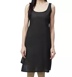 Long Cotton Slip Black Women's Inner Camisole Summer Lining Tops Indian Nighty - Picture 1 of 5