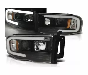 headlights for DODGE RAM 2002 2003 2004 2005 2006 tube light black LHD - Picture 1 of 4