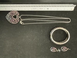 Brighton One Love Large Crystal Heart Necklace earrings bracelet - Picture 1 of 5