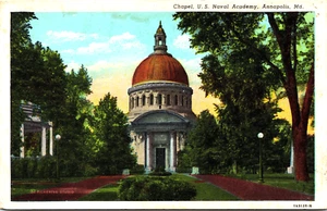SOPORTE CAPILLA Y BANDA, ACADEMIA NAVAL DE ESTADOS UNIDOS, ANNAPOLIS, MD. LINO POSTAL - Imagen 1 de 2