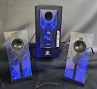 GOgroove BassPULSE 2.1 Computer Speakers Blue LED Glow Lights and Powered OpnBx