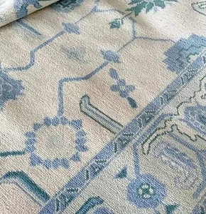 Alfombra turca anudada a mano Oushak marfil 9x12 áreas alfombras de lana florales para sala de estar - Imagen 1 de 10