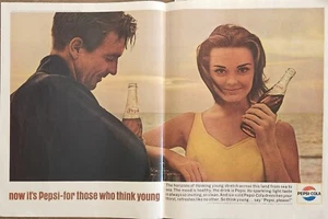 Pepsi Cola Soda 1964 anuncio vintage 14 x 20 para los que piensan jóvenes - Imagen 1 de 1