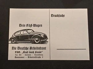 THIRD REICH VW VOLKSWAGEN NAZI German postcard KDF DAF DEUTSCHE ARBEITSFRONT - Picture 1 of 2