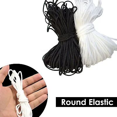 Cordón Elástico Redondo Costura Artesanías Astrería Confección Sombrero Joyería Negro Blanco • 3.35€