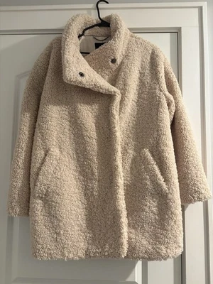 Banana Republic слоновой кости шерпа плюшевый средний Куртка Пальто - Изображение 1 из 4