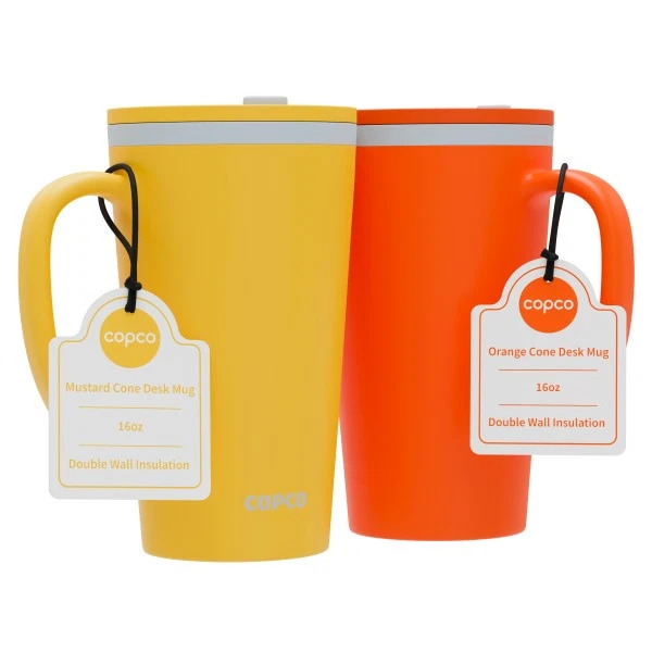 Copco Cone Desk Mug, Set of 2 - Orange & Mustard - Image 1 of 4