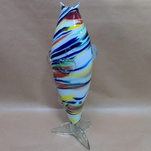 Vintage Romanian Glass Hand Blown Stand Up Fish Sculpture Figurine 13.5 " Q - Picture 1 of 8
