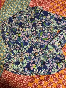 Lilly Pulitzer Skipper Popover Blue Grotto Twilight Tropics UPF 50+ Sz L - Picture 1 of 6
