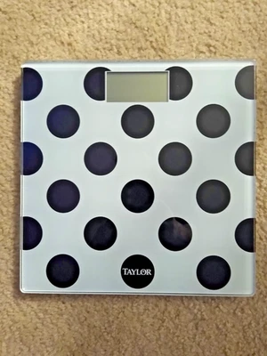 Nice Black & White Polka Dot Design - Taylor Digital Glass Bathroom Scale #7558 - Image 1 of 4