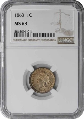 1863 Indian Cent MS63 NGC - Image 1 of 2
