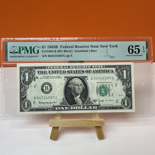 1963B $1 Barr Note PMG 65 EPQ Gem UNC Fr1902-B New York BG Block PMG | eBay