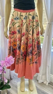 Vintage Magic Circle Skirt Floral Size S Small Sequin Flare - Picture 1 of 12