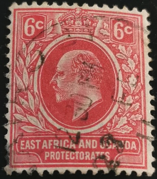 Uganda: 1907 Rey Eduardo VII - Valor en (Centavos), 6 C. (Sello Coleccionable). Foto 1 de 1