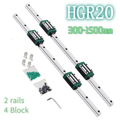 2x HGR20 200mm-1500mm Linear Guide Rail + 4X HGH20CA Slideblocks kit For CNC DIY - Image 1 of 4
