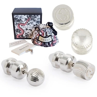 PENDIENTES GUCCI PLATA ESTERLINA BOULE G LOGO DISEÑO DESAJUSTE Foto 1 de 4