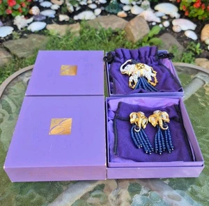 Juego de broches colgantes ELIZABETH TAYLOR Avon estrás ELEFANTE cuentas de vidrio - Imagen 1 de 8