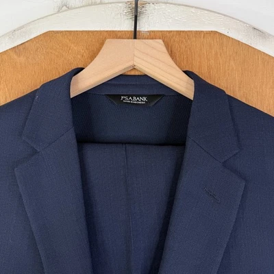 Jos A Bank Suit Mens 44S Navy Blue 2 Button Wool Blend Pants 36x28 Travel Tech - Image 1 of 4
